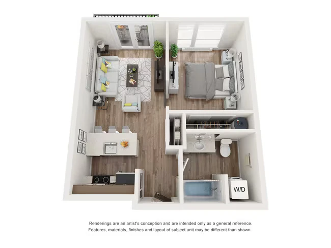 1 Bed 1 Bath 514 floor plan